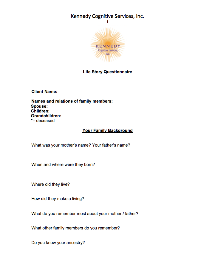 KCS Life Story Questionnaire